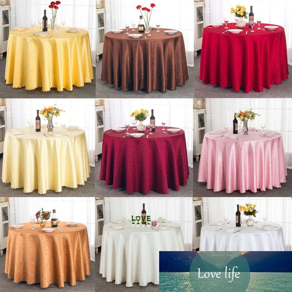 Nappe de table de haute qualité 63 pouces/108 pouces/118 pouces/132 pouces nappe ronde en jacquard de polyester pour la décoration de la maison de fête de mariage