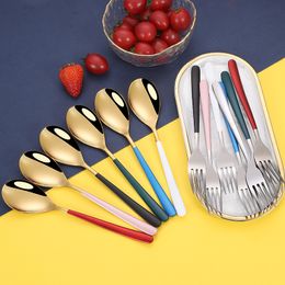 TABLEWARE roestvrijstalen vork en lepel rring dessert lepel keuken diner set flatware