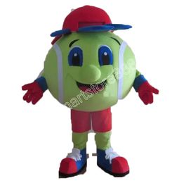 Costume de mascotte de balle de tennis de haute qualité, tenue de personnage de dessin animé pour spectacle sur scène, robe de fête d'halloween