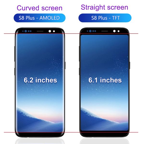 TFT de haute qualité pour Samsung S8 Plus G955 G955F Affichage LCD Écran tactile avec cadre, pour le remplacement de l'affichage S8 +