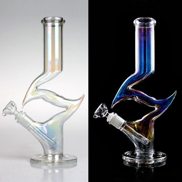 13 pouces Environ Narguilé Glow In The Dark Bongs En Verre Lumieux Downstem Bubbler Dab Rigs Fumer Des Conduites D'eau 14,4 mm Bol