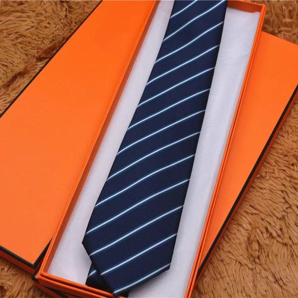 Cravate de haute qualité % soie avec boîte d'emballage, cravates classiques de marque pour hommes, cravate étroite décontractée pour cadeau, nouveauté 2023