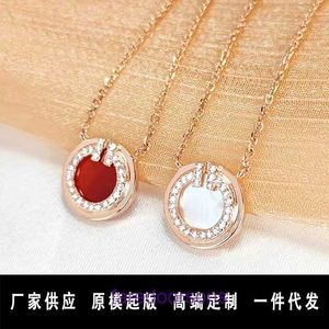 Hoge kwaliteit Tifannissm roestvrijstalen designer ketting sieraden T Family Circle dubbel met diamanten witte schelp zilver en klein met originele doos