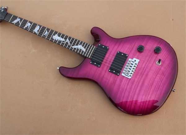 Tigre de alta calidad Maple Paul Reed Smit Custom 24 Trets Púrpura Guitarra Electricidad de caoba Difva de palo de rosa