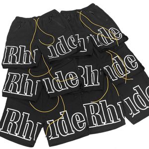 Hoogwaardige Tik Tok -influencer hetzelfde designermerk Pure Cotton Rhude X Patron New York 24SS Letter Zipper Drawtring Mesh Mesh Casual Split shorts