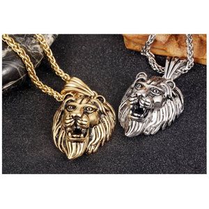 Hoge kwaliteit titanium stalen leeuwenkoning hanger kettingen ketting hipster vintage sieraden mannen joyas