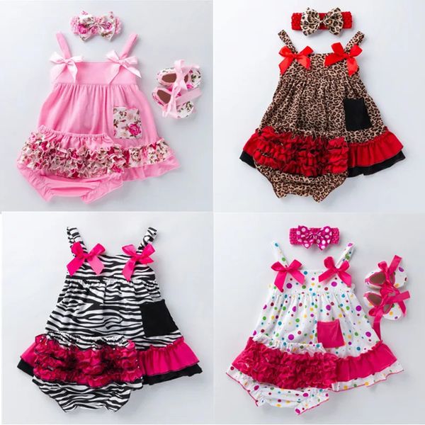 Toddler pour enfant en bas âge Posh Petti Lace Ruffle Cotton Blooders Panties Bow Sling Tutu Robe Baby Girls Kids Vêtements Clothing Sets 240515