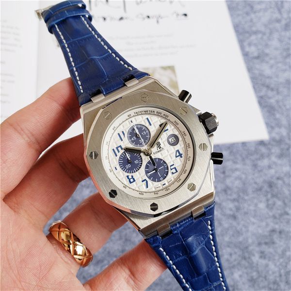 Haute qualité Top marque Audexxx Pigxxx série montre pour hommes en cuir bracelet en acier inoxydable saphir miroir multifonctionnel chronographe Designer mouvement montre à quartz