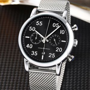 Hoge kwaliteit top merk mannen horloges metalen riem quartz chronograaf horloge alle wijzerplaat fashoin heren horloges designer horloge Montre de Luxe