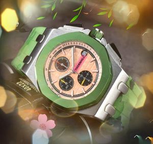 Hoge kwaliteit topmerk herenhorloges een twee drie ogen ontwerper kleurrijke rubberen band klok automatisch quartz uurwerk populaire horloges jongen verjaardagscadeaus