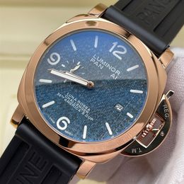 Hoogwaardige topmerk panerxx lumino serie heren horloge luxe en elegante lederen band saffier spiegel designer beweging volledig automatisch mechanisch horloge