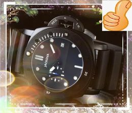 Hoogwaardige topmodel heren horloges 50mm Japan vk chronograaf beweging kijken grote dikte rubberen rubberen rubberen rubbergordel mode sport super lichtgevende polshorloge cadeaus