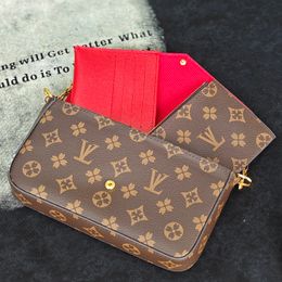 POCHETTE FELICIE 3 Pièces Sacs à Bandoulière Sac de Designer Luxe Cross Body Lettres Vintage Flowerr Flora Chaînes Portefeuilles de Qualité Supérieure Femmes Mode Quotidienne Tenue Luxes