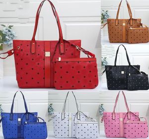 hoge kwaliteit Bakken rooster 2 stks set tas Vrouwen Dubbele handtassen designer dames Schoudertassen lady clutch portemonnee retro tote vrouwelijke portemonnee portemonnee handtas