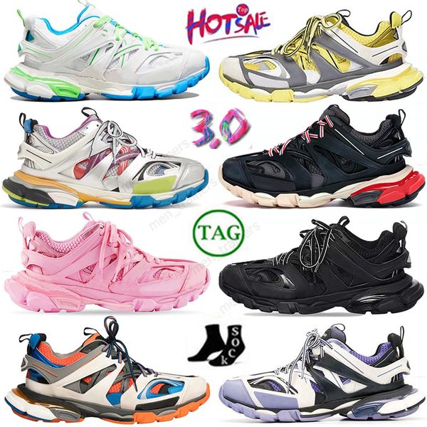 Piste de haute qualité 3 3.0 3xl Paris Men Women Tracks Triple S Dress Shoes Sock White Blanc Black Sneakers Retro Runner Tess.S.Chaussure de plate-forme imprimée en nylon d'entraîneur en cuir Gomma en cuir