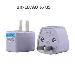 Hoogwaardige reislader AC Elektrische stroom UK/AU/EU naar US Plug Adapter Converter USA Universal Power Plug Adaptador Connector (Wit)