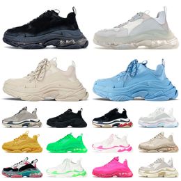 Haute Qualité Triple S Clear Shoes Designer Paris 17fw Crystal Fantais Plate-forme Sneakers Femmes Femmes Men Venurys Designers Noir Blanc Beige Vintage Vieux entraîneurs