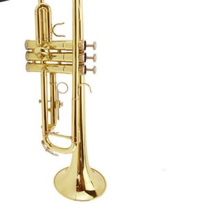 Trompette de haute qualité MTR-200 Instrument de trompette plate Sib B avec étui rigide, embouchure, chiffon et gants, or