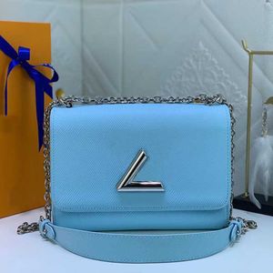 Hoogwaardige twist denim epi lederen ontwerper vrouwen schoudertassen v vergrendeling klep ketting hans wendingen vrouw crossbody tas lady pochette tote middelgroot zwart zwart