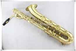 Saxofón barítono de latón sin marca de alta calidad superficie dorada mate Eb Tune nueva llegada Saxofón con accesorios de funda de nailon envío gratis