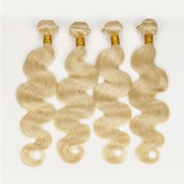 Hoge Kwaliteit Onverwerkte Remy Menselijk Haar Blond 4 stks / partij Remy Virgin Peruaanse Body Wave Virgin Hair 10-32 Inch Honey Blonde Peruaanse Haar