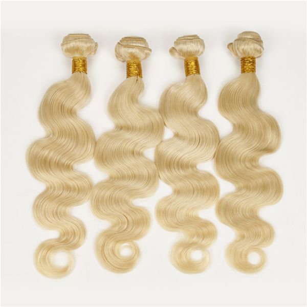 Haute Qualité Non Transformés Remy Cheveux Humains Blonds 4pcs / lot Remy Vierge Péruvienne Corps Vague Vierge Cheveux 10-32 Pouces Miel Blonde Péruvienne Cheveux