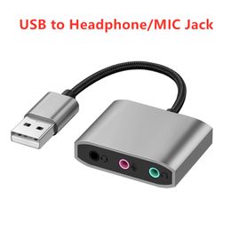 Hoge kwaliteit USB Type A naar 3,5 mm hoofdtelefoonaansluiting / microfoonaansluiting Audio Microfoonconverter Externe gratis driver USB-geluidskaart voor pc Laptop Android TV met retailpakket