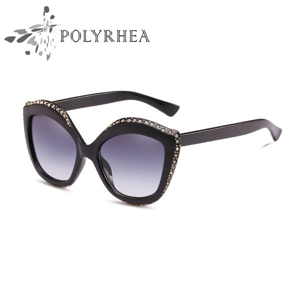 Lunettes de soleil de protection UV de haute qualité Marque de marque Lunettes de soleil œil de chat pour hommes Femmes Lentille dégradé noir mat avec boîte et étui