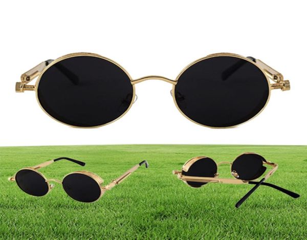 Lunettes de soleil UV400 Gothic Steampunk Mens Mentes de soleil Mirorement Sunglasses Round Verpes de soleil Rétro Vintage Gafas Mascu9294406