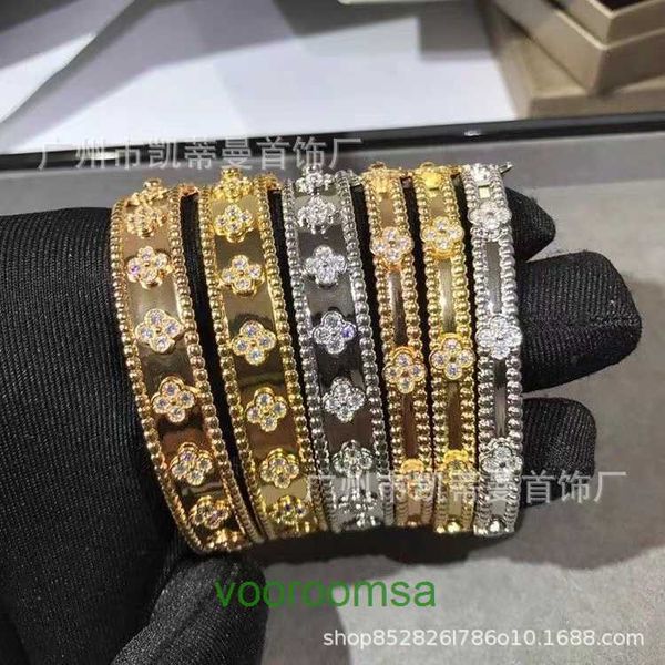 High Quality Van 18k Gold Holiday Gift Bracelet Jewelry version gold narrow kaleidoscope bracelet with 18K white plating for women person With Box