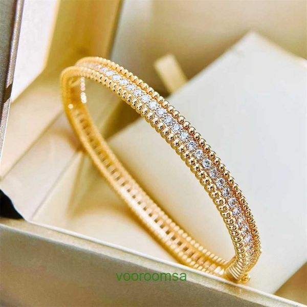 Haute qualité Van 18 carats cadeau de vacances en or bracelet bijoux de base diamant à la mode en couches et bord de perles mélangées rondes cassées pour avec boîte