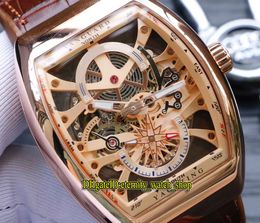 Hoogwaardige Vanguard V 45 T GR CS Yachting 316L Steel Rose Gold Case Gold Dial Automatic Mechanical Mens Horloge Lederen Band Sport Horloges