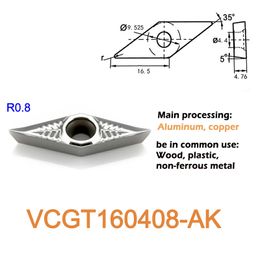 VCGT160402 VCGT160404 VCGT160408 AK H01 outil de tournage interne Inserts en aluminium
