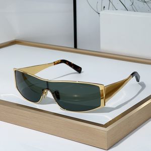 Versión de alta calidad Gafas de sol de diseño Marco de metal dorado Marca de lujo Edición superior Lentes exquisitas de una sola pieza Y2K Impreso Gafas perfectas con caja CL40283U