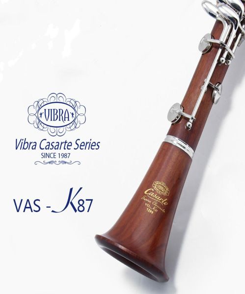 Vibre de haute qualité Vask87 17 touches Clarinette de séquoia à la main B Bouton plaqué argenté plat avec tissu de nettoyage en bois musical Inst4731848