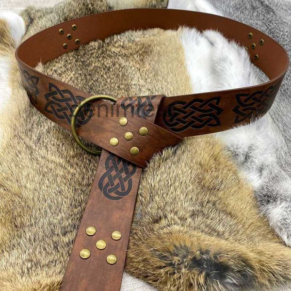 Haute qualité Viking en relief classique luxe Rivet ceinture hommes Punk Rivets ceintures Cosplay Prop ceinture pour acteur Cosplay noir marron YYDD