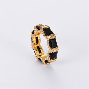Hoogwaardige vintage messing vergulde gouden diamanten ring Trendy Niche Design Mode Persoonlijkheid Licht Heren/vrouw