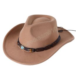 Hoge kwaliteit vintage wol western cowboyhoed voor mannen vrouwen gentleman cowgirl jazz cap vakantiekostuum feesthoed