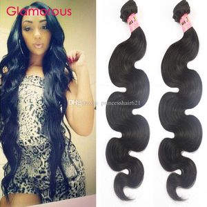 Glamour indien vague de corps cheveux humains tisse 2 faisceaux mode cheveux ondulés style péruvien malaisien brésilien vierge trame de cheveux pour les femmes noires