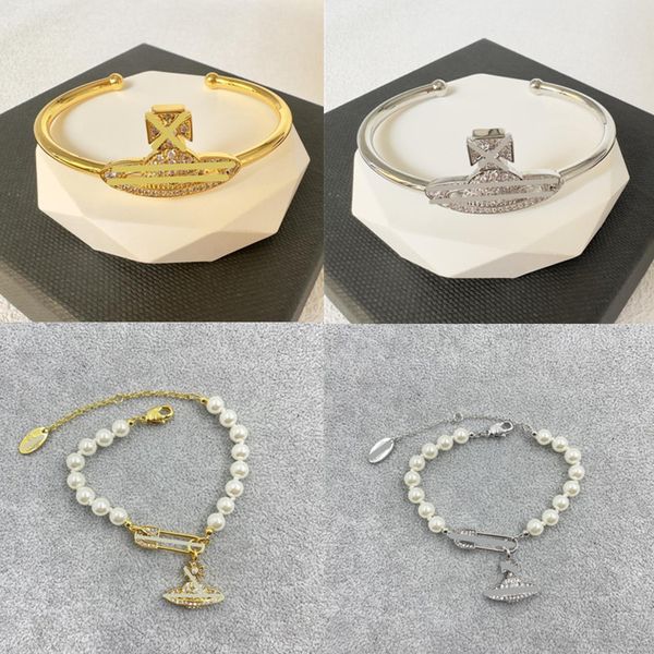 Colliers pendentifs de haute qualité Vivianr Saturne Bracelet de collier de perle de créateur de mode pour femmes