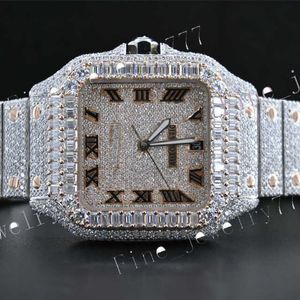 VVS de alta calidad Claridad Moissanite Diamante Icido Diamante Diamante Reloj Face Movimiento completamente automático Reloj Men's