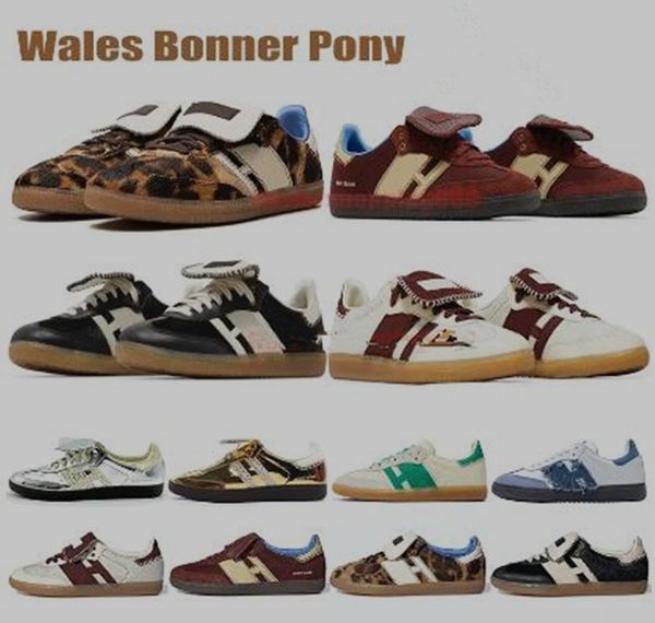 Pays de Galles de haute qualité Bonner Chaussures Leopard Cream Mystery White Fox Brown Womens Trainers Pony Pays Galles Bonner Green Sliver Black Designer Mens Sneakers 36-45