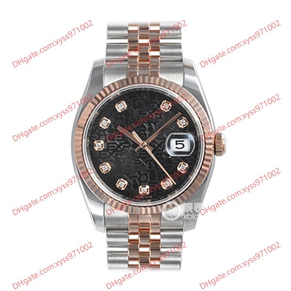 Montre de haute qualité 2813 montre automatique pour hommes 116231 36mm cadran imprimé noir or rose 18 carats montre-bracelet en acier inoxydable diamants verre saphir 116610 montres pour femmes