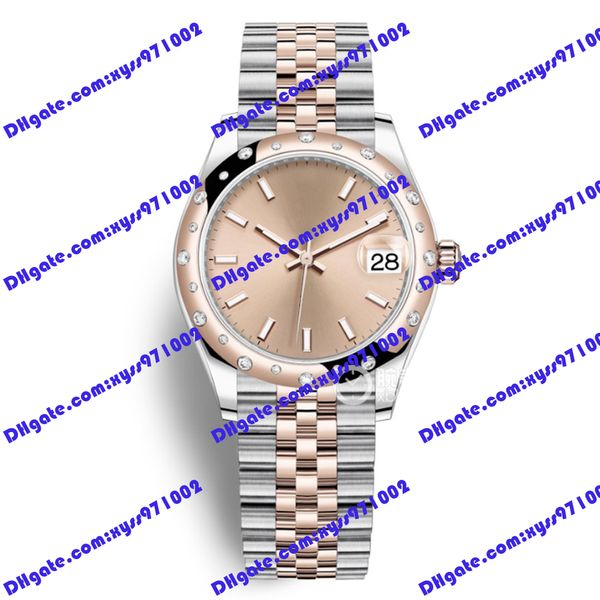Reloj de alta calidad 2813 reloj deportivo automático 278341 178344 31 mm esfera rosa anillo de diamantes reloj de oro rosa de 18 quilates banda de acero inoxidable cristal de zafiro m278341rbr relojes