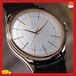 Hoge kwaliteit horloge 39mm Geneve Cellini 2813 Beweging Lederen armband Automatische Herenhorloge Watches260S