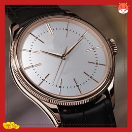 Hoge kwaliteit horloge 39mm Geneve Cellini 2813 Beweging Lederen armband Automatisch Herenhorloge Watches285u