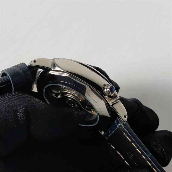 Montre de haute qualité de luxe 44mm militaire automatique mécanique hommes date réserve de marche noir cadran en acier inoxydable en cuir montres lumineuses 0mq3