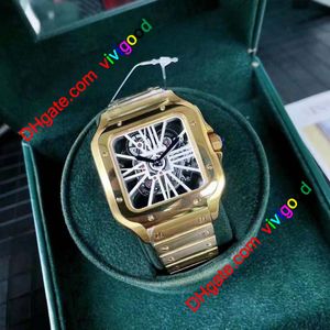 Hoge kwaliteit horloge man klassiek quartz uurwerk mannen horloges designer roestvrij stalen armband Nieuw binnen polshorloge cadeau Skeleton Face horloge