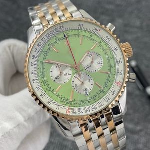 Reloj de alta calidad para hombre, relojes de cuero y acero inoxidable, reloj mecánico con batería de cuarzo de 46mm