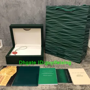 Heren groene horlogedozen GMT Cases dag datum horloge Dhgate Box Gift Datejust Case voor horloges Jachthorloge Boekje Kaart Oesterhorloge Explorer Horloges Dozen Certificaat